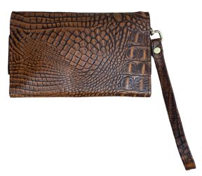 Klassy Cowgirl Leather Clutch Phone Wallet - Alligator with Berry Concho #2